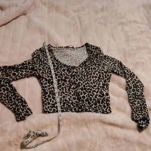 Leopard button down crop top
